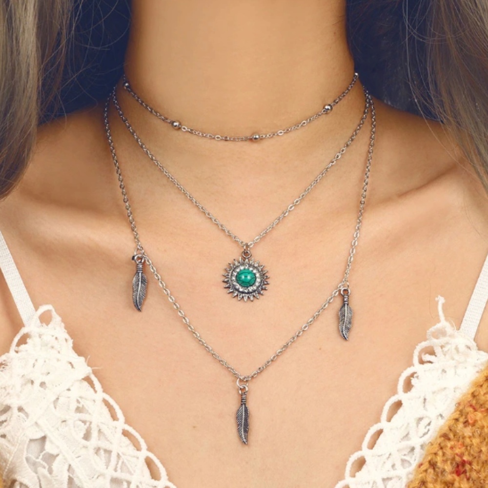 3 for $20 Feather Sun Boho Necklace